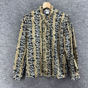 Nicola Blouse Women 8P Petite Beige Striped Long Sleeve Crew Neck Pullover